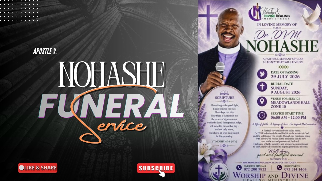 Dr D.V.M Nohashe Funeral Service - 09 August 2026