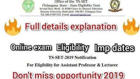TS SET 2019 - assistant professor lecturer recruitment of Telangana state government by Osmania Univ