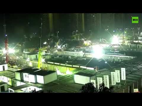 Wuhan | Timelapse footage of Huoshenshan field hospital construction