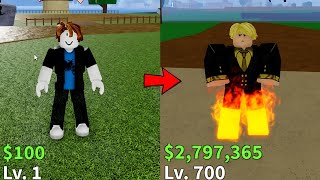 Noob to Pro in Blox Fruits Using Fighting Style (Level 1 to Level 700)
