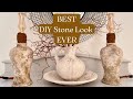 Diy stone look  budget home decor  high end dupe  lamp makeover  winter series ep 6