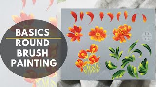 Round Brush Painting step by step painting  For Beginners - Flower painting 🌼