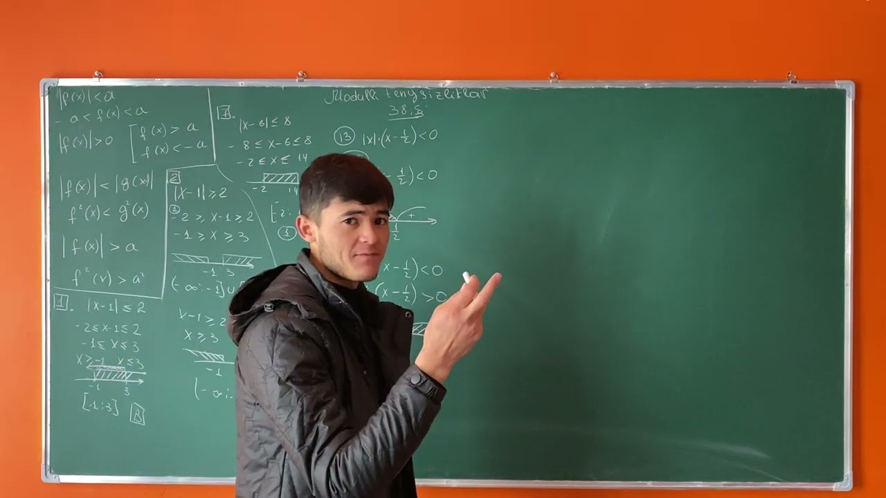 Assalomu alaykum!   Uzaqov matematika toʻplamidan  Modulli tengsizliklar 38-mavzu yechimlari