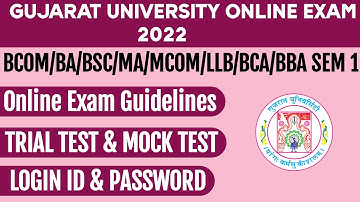 GUJARAT UNIVERSITY ONLINE EXAM | 2022 | MOCK TEST | TRIAL TEST | LOGIN ID & PASSWORD