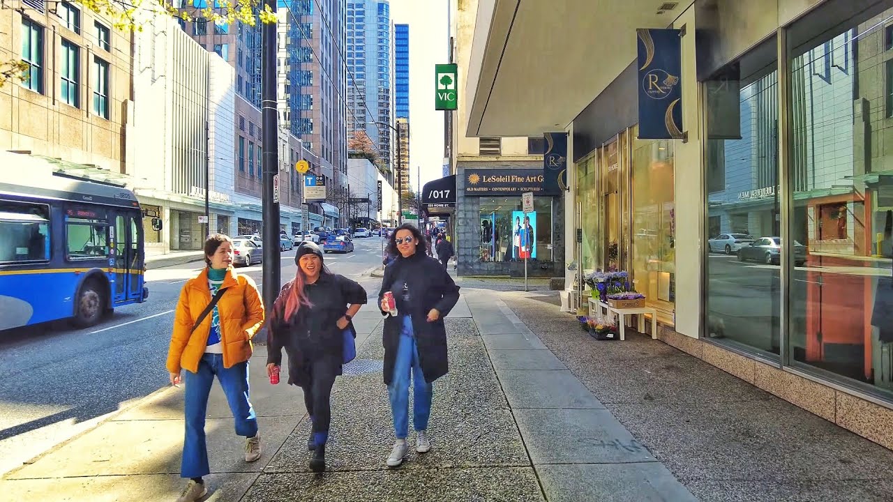 Vancouver Walk Howe St, Waterfront Station to Robson Square (Narrated