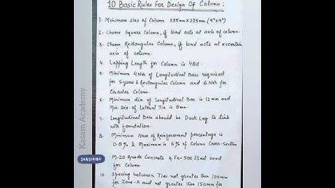 10 Basic Rules for Design of Column||#Basic_Rules Design of Column||Civil Engineering||Kasam Academy