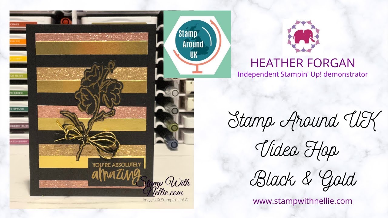 Stamp Around UK Video Hop - making a Black & Gold card with Stampin' Up! Color & Contour bundle