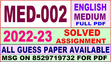 med 002 solved assignment 2022-23 / med 2 solved assignment in english / ignou ma pol science 2nd yr