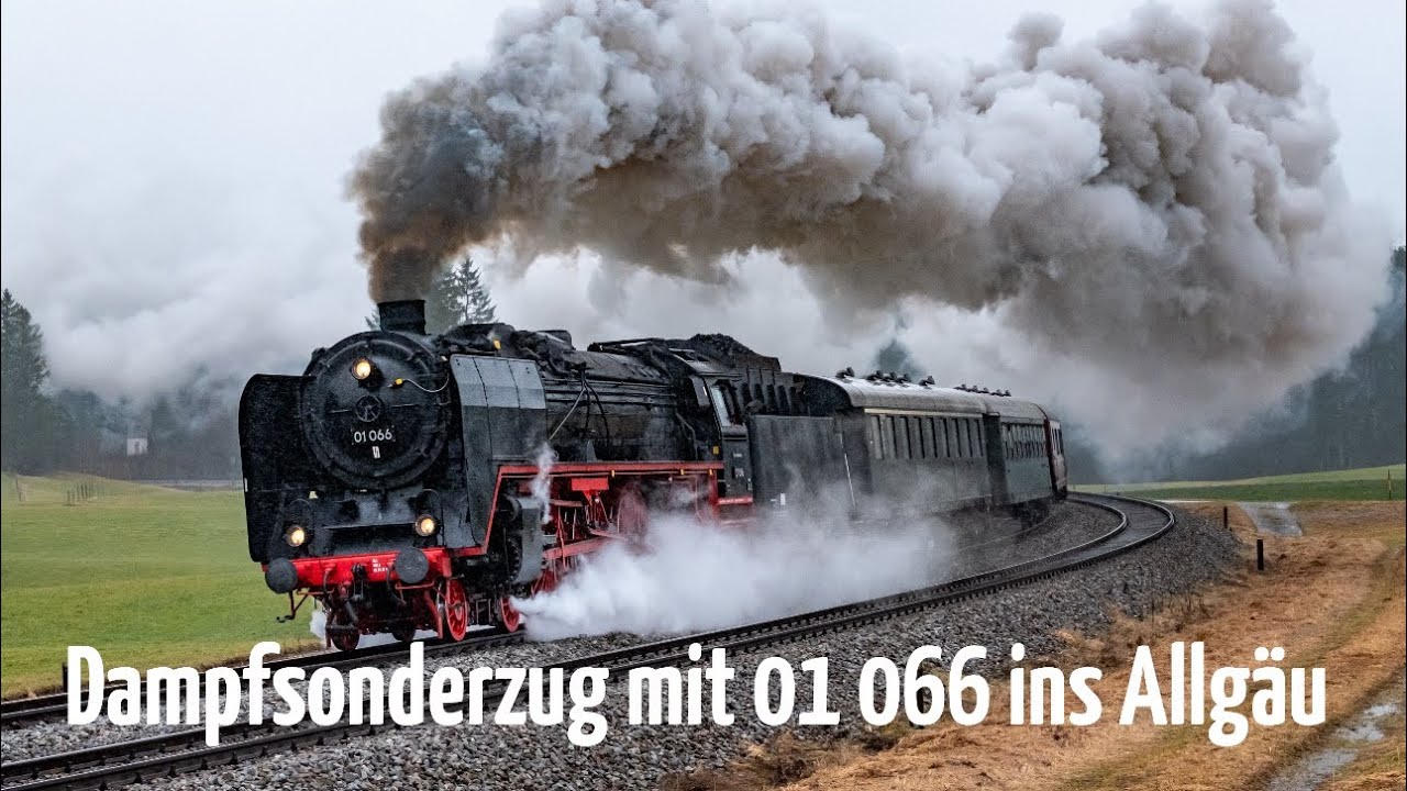 Dampfsonderfahrt des Bayerischen Eisenbahnmuseums nach Oberstdorf/Allgäu mit Dampflok 01 066
