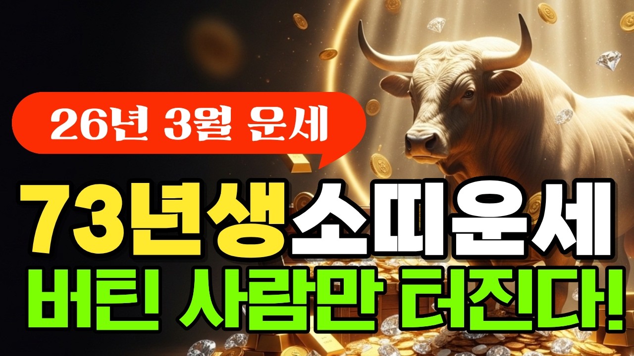 1973년생 소띠, 54세 3월운세!  버틴 사람만 터진다! 2026년 대운의 시작점#띠운세