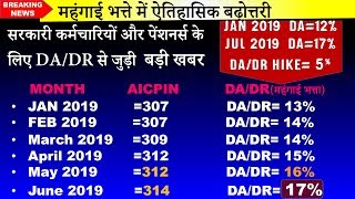 DA News | महंगाई भत्ते में भारी बढ़ोतरी | जुलाई 2019 से DA/DR में 5% की बढ़ोत्तरी | DA from July