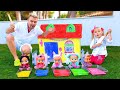 Little girl and Dad coloring playhouse for Cry Babies