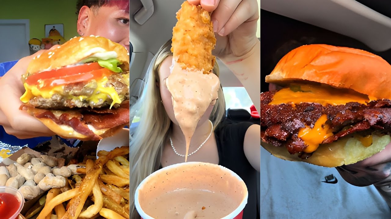 TikTok Mukbang Compilation | KFC, McDonald's, Raising Cane's & more