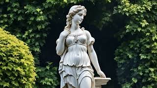 Art: beautiful marble statue in gardens