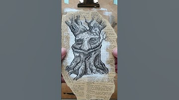 Drawing a happy little tree in pen and ink