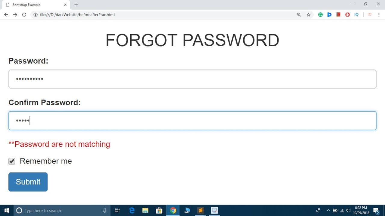 Confirm Password Validation In Jquery In Hindi Youtube