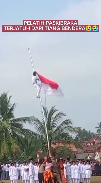 Detik-detik pelatih paskibra jatuh dari tiang saat betulkan bendera #viral #shortvideo #viralvideo