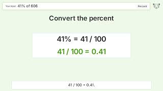 What is 41 of 606 Step-by-Step Percent