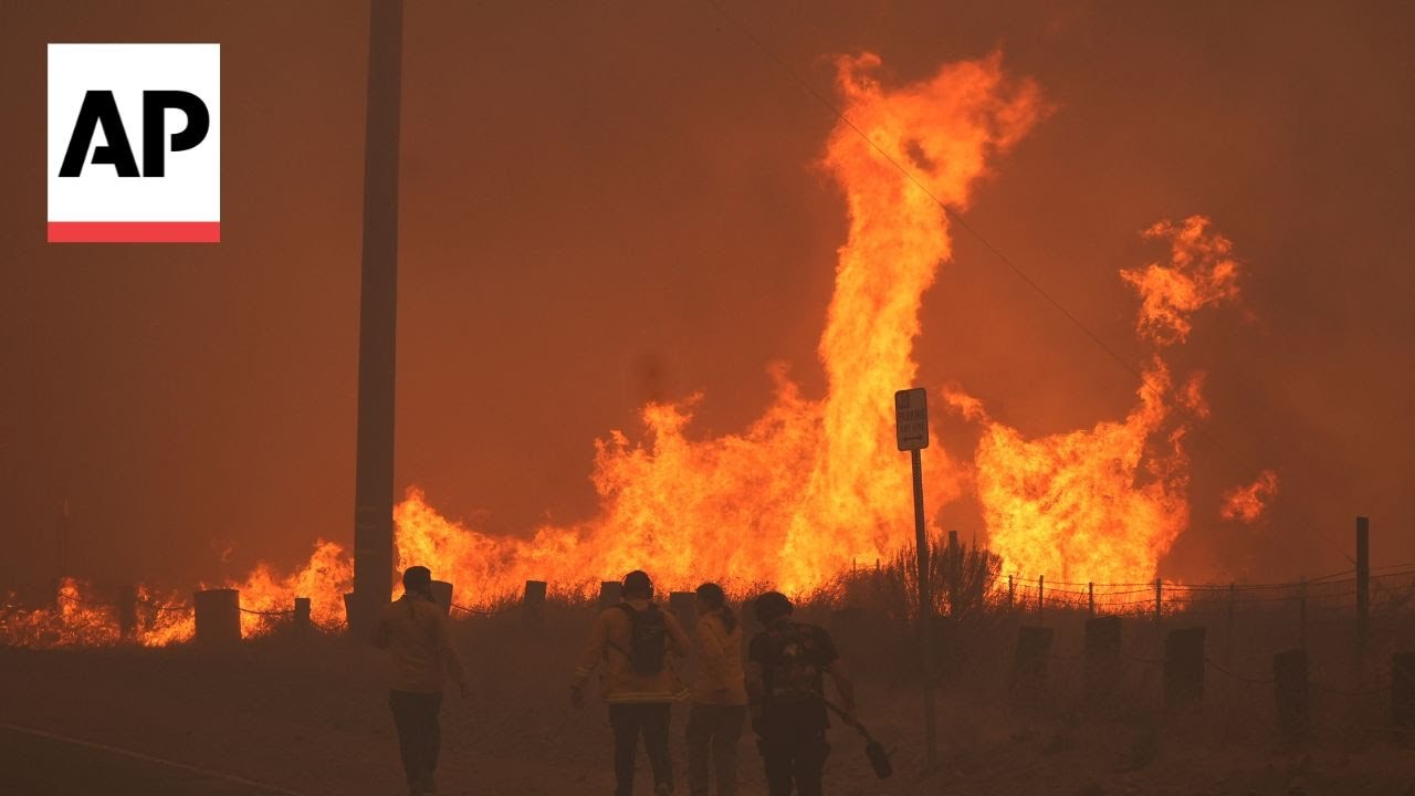 Hughes Fire burns in the mountains north of Los Angeles - YouTube