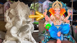 Ganpati idol Full Colour Painting Process By Shreesaptasrungi Shree Ganesh Kala Mandir