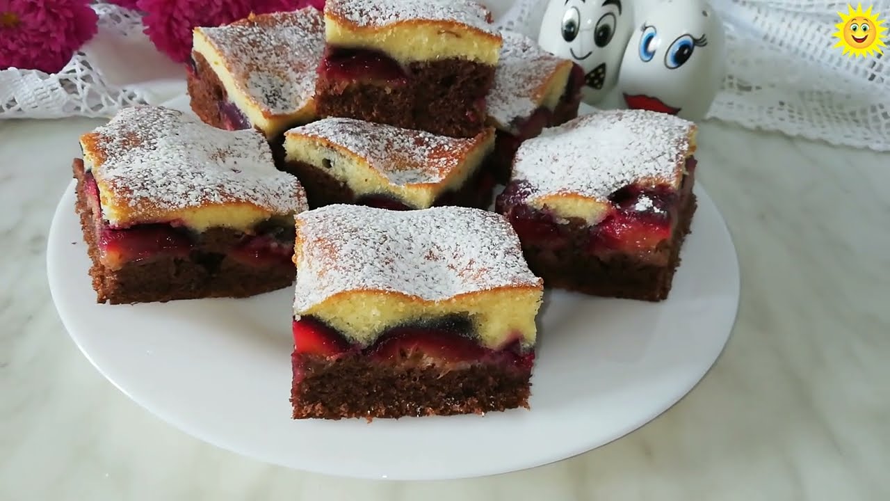 быстрый сочный пирог со сливами - быстро приготовить и еще быстрее съесть