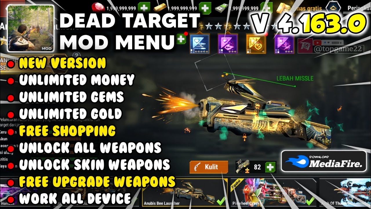 UPDATE! DEAD TARGET MOD MENU V4.163.0 - Unlimited Everything | Unlock All Weapons & Skin