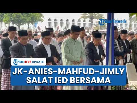 Momen Mahfud, Jusuf Kalla, Anies Baswedan Bersenda Gurau sebelum Salat Ied di Masjid Agung Al Azhar