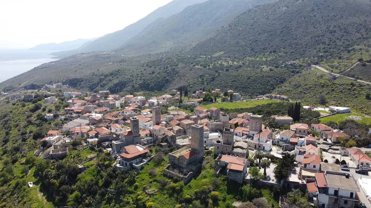 Μάνη: Το Φλομοχώρι και οι Πύργοι του από ψηλά - Peloponnese, Mani:  Flomochori village and its towers - YouTube