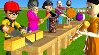 Scary Teacher 3D Vs Squid Game Wooden Door Water Sprayer 5 Times Challenge Miss T Vs Granny Loser