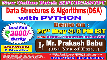 Data Structures & Algorithms with PYTHON Online Training @ DURGASOFT