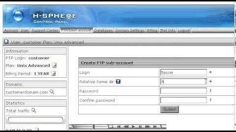 Creating FTP Sub accounts in H-Sphere - Host Department LLC