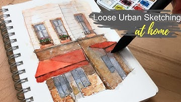 Ink and Watercolor Loose Urban Sketching for Beginners Tutorial l Real-time Tutorial