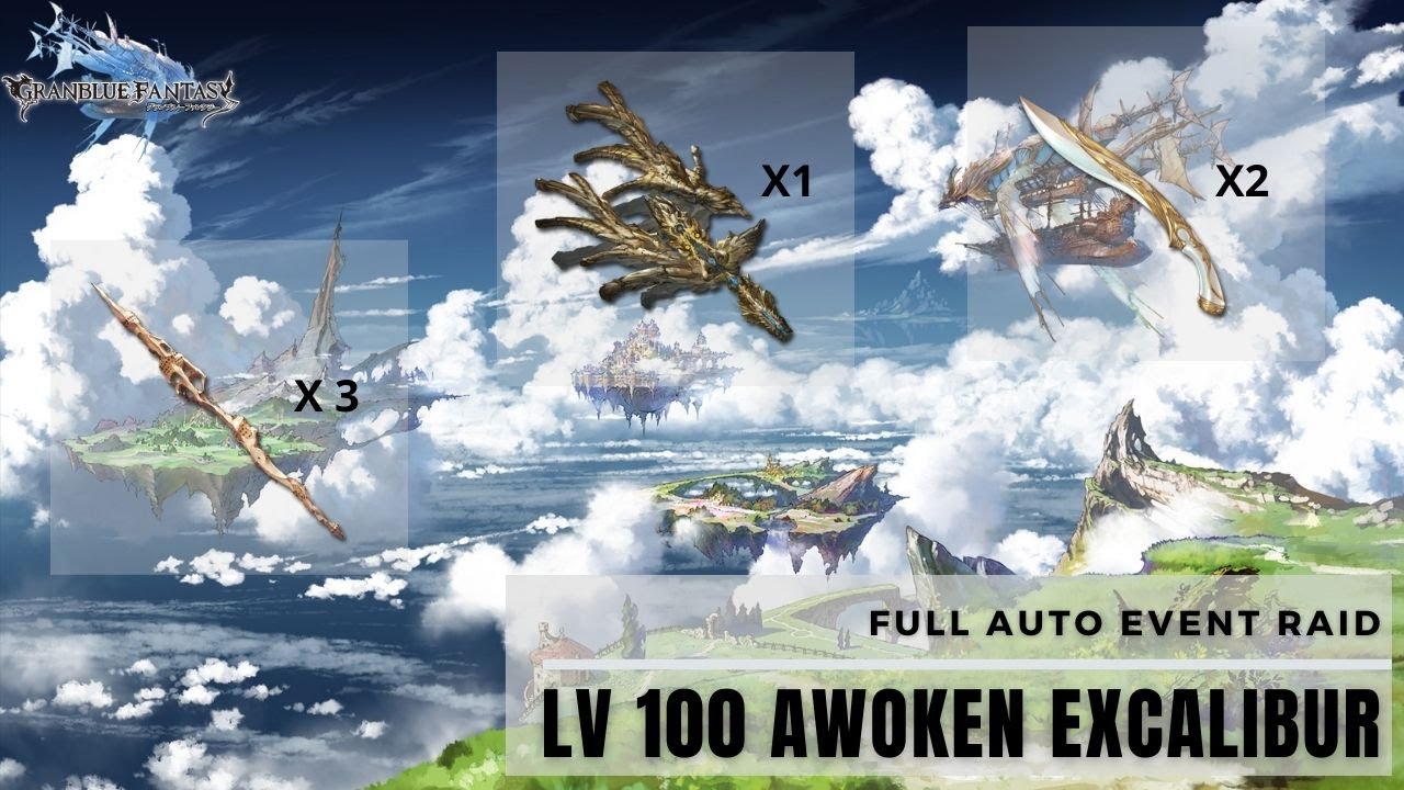 Gbf グランブルーファンタジー ゼウス Lv 100 Awoken Excalibur Event Raid Youtube