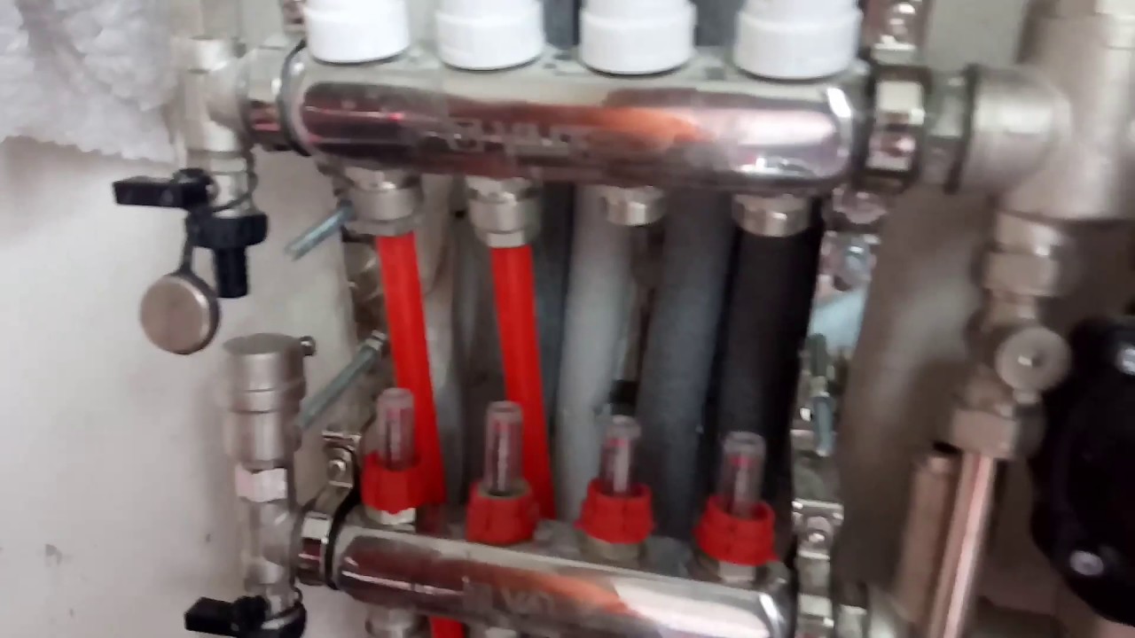 Монтаж смесительного узла, забор воды в контур теплого пола - YouTube
