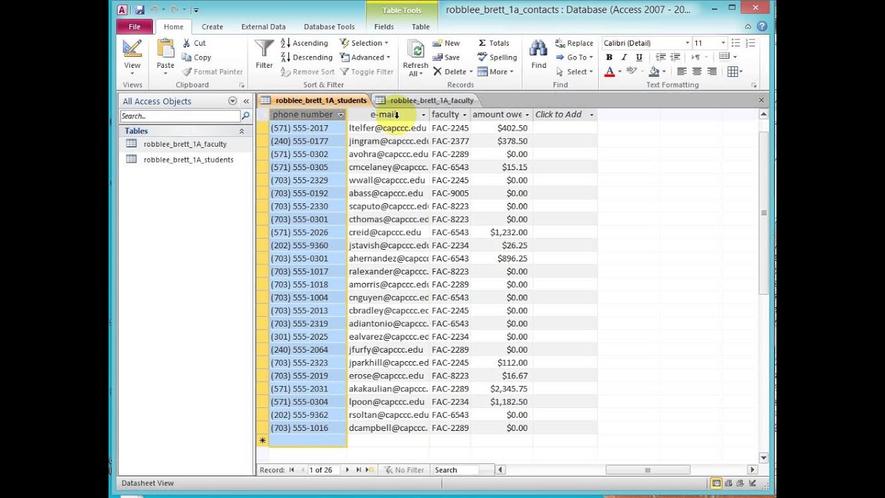 Adjusting column widths - Activity 1.12 - YouTube