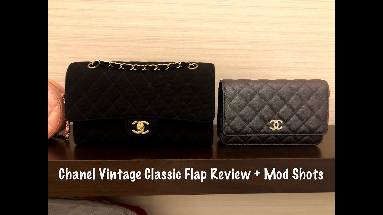 Chanel Classic Flap in Canvas, Bag Review➕Mod Shots, Medium CF 🆚Chanel  Mini & WOC