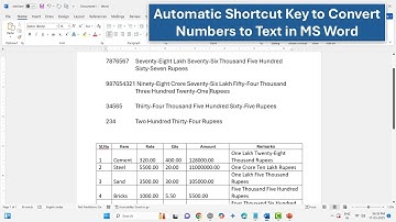 Automatic Shortcut Key to Convert Numbers to Text in MS Word