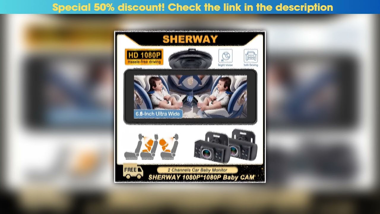 Slide Car Baby Mirror Dual Channel Back Seat Baby Car Camera 1080P with Rear View Car Monitor 6.8''