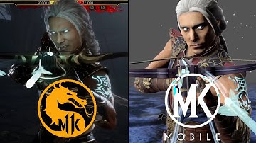 MK 11 vs MK Mobile - FUJIN all moves & Fatal Blow, Brutality side-by-side comparison.