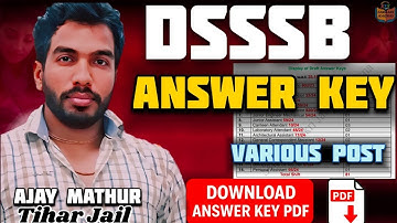 Dsssb Various Post Code Answer Key || Download Dsssb Answer key Pdf #dsssbvacancy2025 