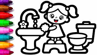 Washing Hands Picture Drawing, Painting, Coloring for Toddlers and Kids 🧼🫧 | Learn Colors 🎨