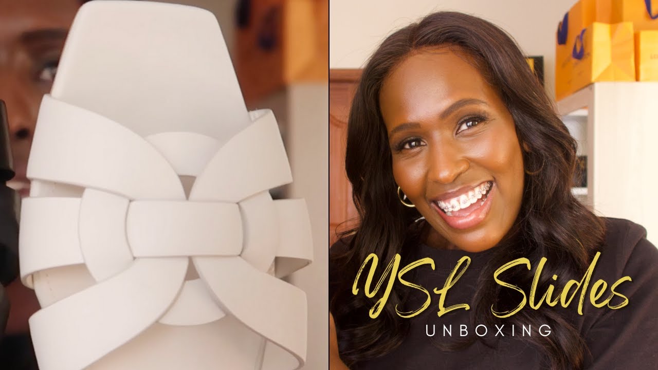 UNBOXING | YSL SLIDES IN WHITE | SIZE & LEATHER COMPARISON | Nelly