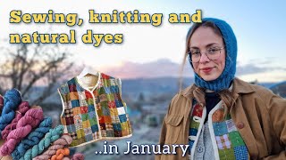 ⭑ My sewing, knitting and natural dyeing projects in January ❄ quilted waistcoat, Folklore Hood ☾⋆