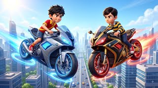Poor Shiva vs Rich Rudra | Shiva & Rudra  Flying Bike Race | Mega Sky Race | 3D Cartoon #shiva #new  screenshot 2