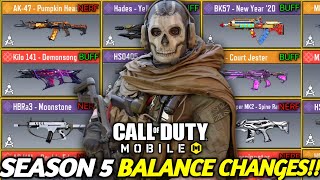 Season 5 Huge MP & BR Balance Changes! Buffs & Nerfs For Cod Mobile Season 5!