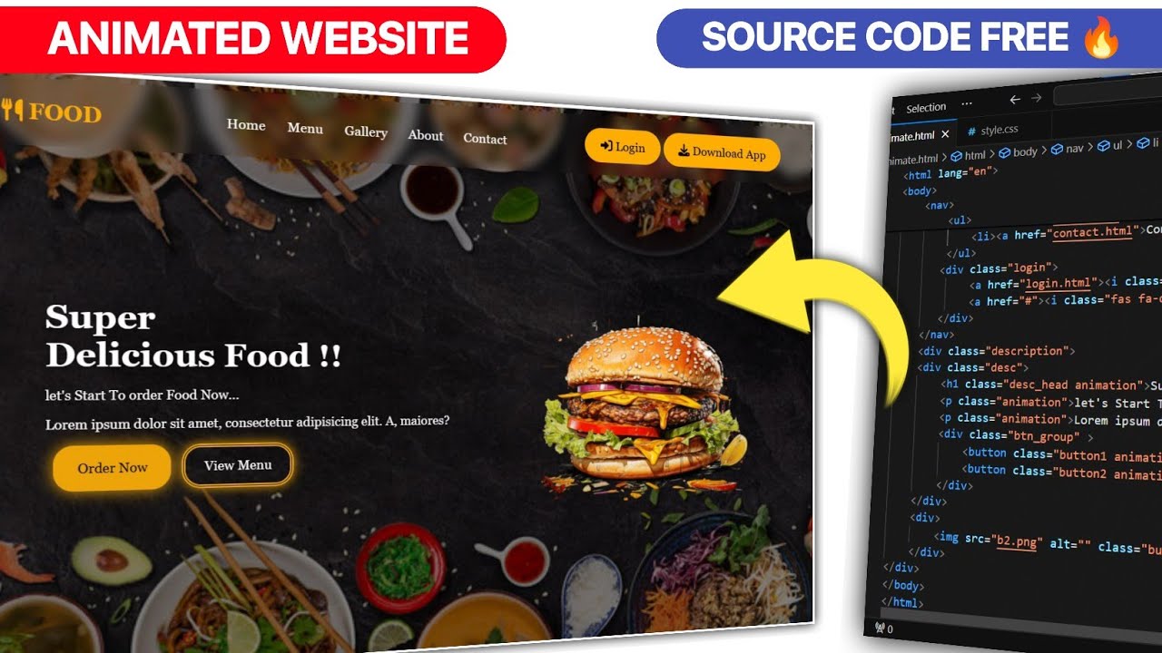 How To Make Animated Website Design Using HTML CSS With Source Code ...