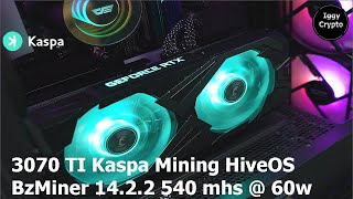 3070 Ti Kaspa Mining Hiveos Bzminer 14.2.2 540 Mhs @ 60W