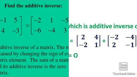 Additive Inverse of Matrices, Multiplication, negative of matrix and method to find additive inverse