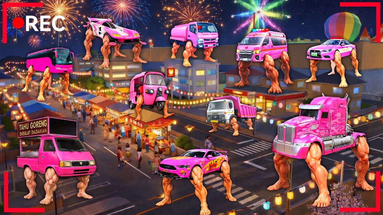 CCTV Rekam Banyak ANOMALI MONSTER MOBIL PINK Serang PASAR MALAM Di Kota 😱 | Sakura School Simulator