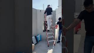 Foldable wall-mounted stairs, no ceiling hole needed.Safe, sturdy, easy to install.#HomeHacks